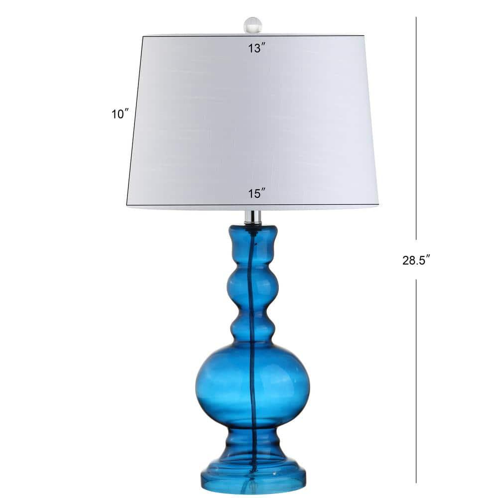 JONATHAN Y JYL1061C-SET2 Genie 28.5" Glass LED Table Lamp, Contemporary, Transitional for living room, dinning room, bedroom, office Bulb Included, Night Blue (Set of 2)