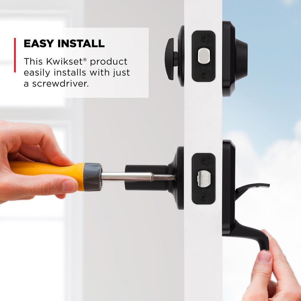 Henley Matte Black Single Cylinder Door Handleset with Round Handle Featuring SmartKey Security