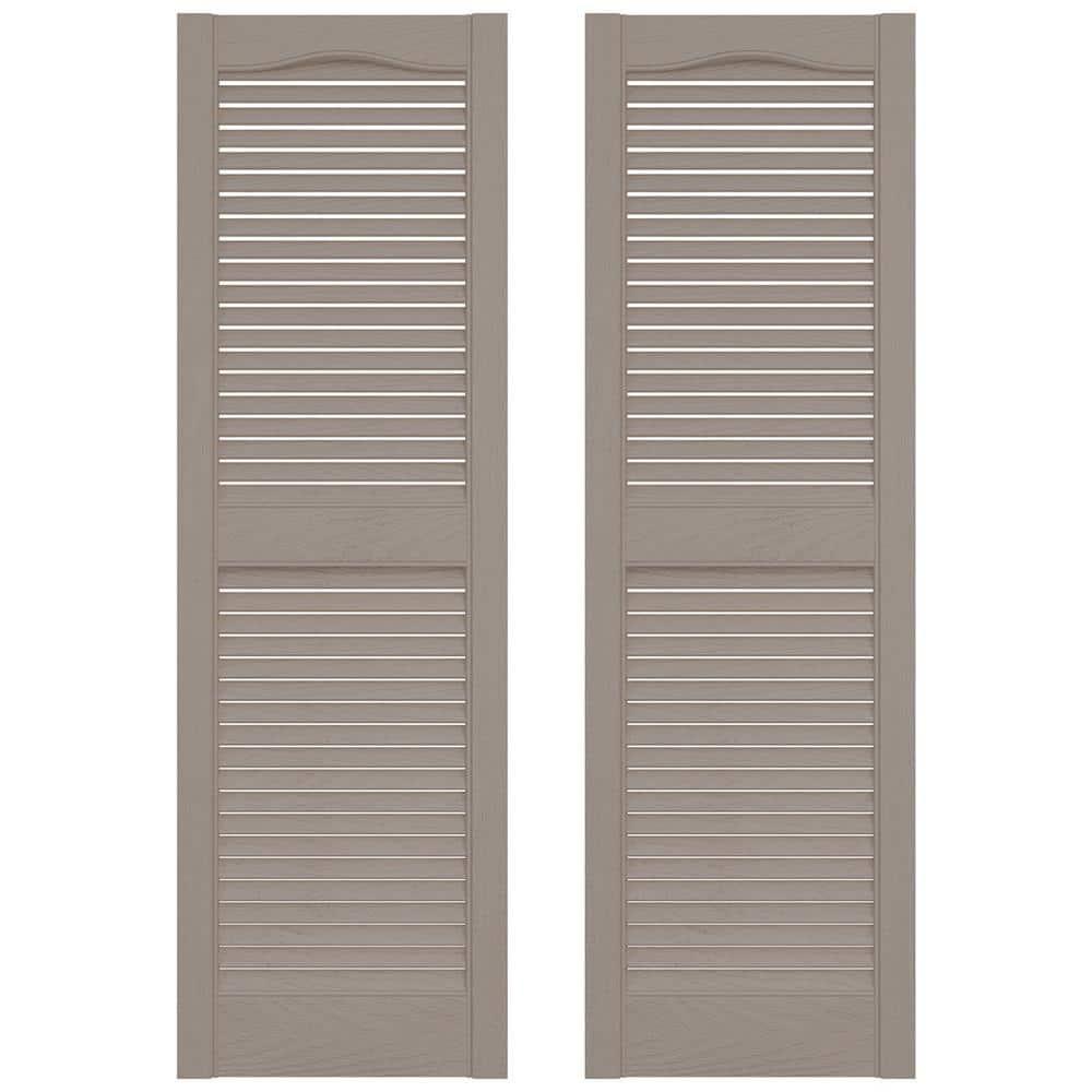 12 in. x 31 in. Louvered Vinyl Exterior Shutters Pair in Clay