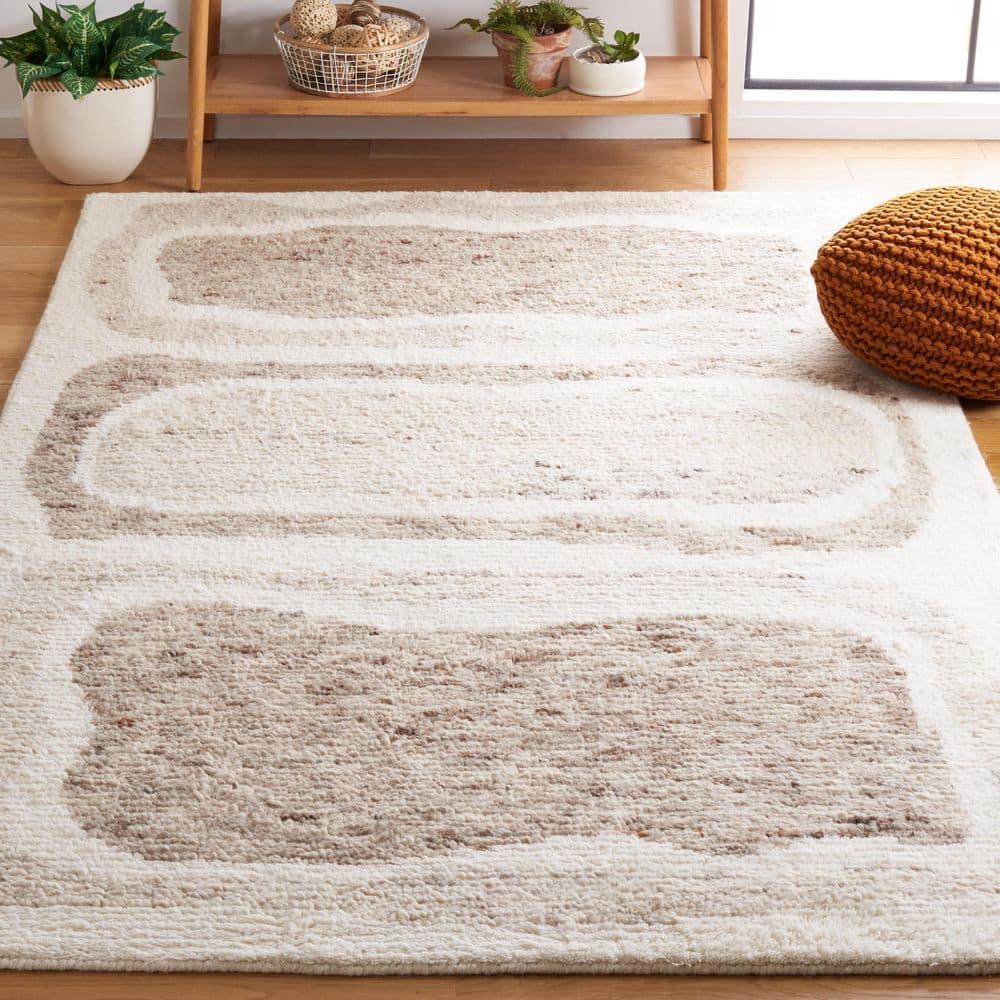SAFAVIEH Casablanca Rhoda Geometric Wool Area Rug, Ivory/Brown, 3' x 5'