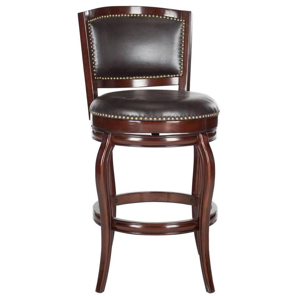 SAFAVIEH Pasquale Industrial Swivel Bar Stool with Footrest, Sierra/Brown