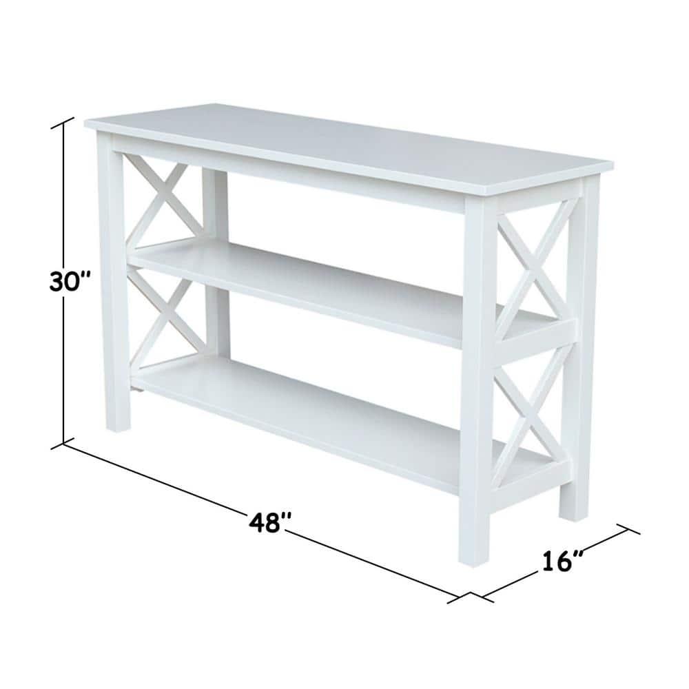 Hampton Console Table White - International Concepts: Hardwood Entryway Table with Fixed Shelves