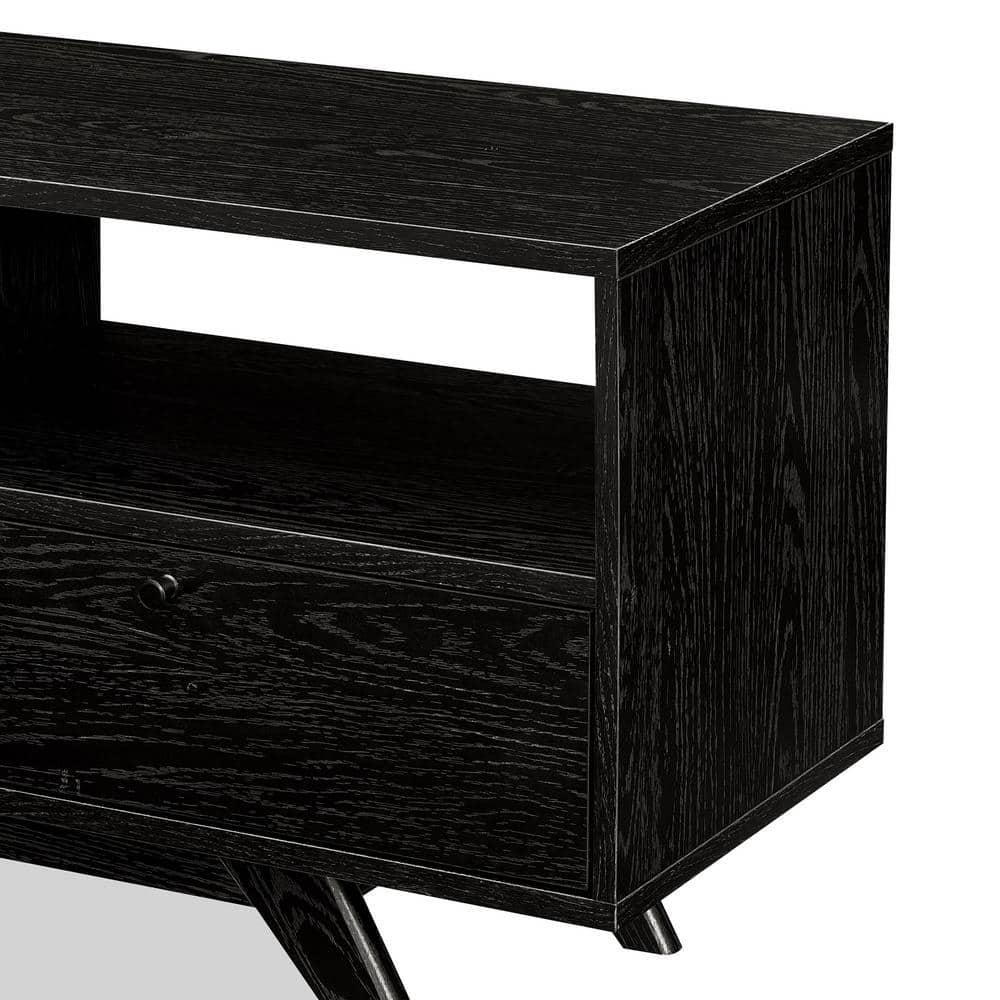 Walker Edison Mid-Century Modern Storage TV Stand for TVs up to 80”, Black