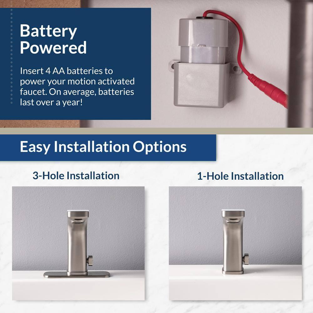 Bio Bidet Grove Touchless Bathroom Sink Faucet, Hands Free or Touch Activated, Brushed Nickel