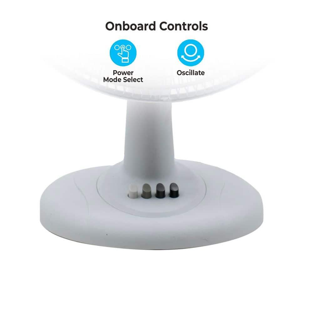Comfort Zone 16" Oscillating Table Fan with Adjustable Tilt, White