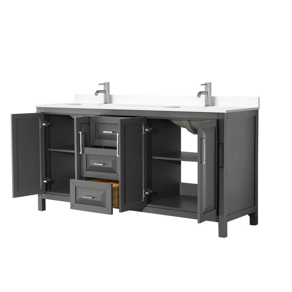 Wyndham Collection Daria 72'' Double Bathroom Vanity with Carrara Marble Top
