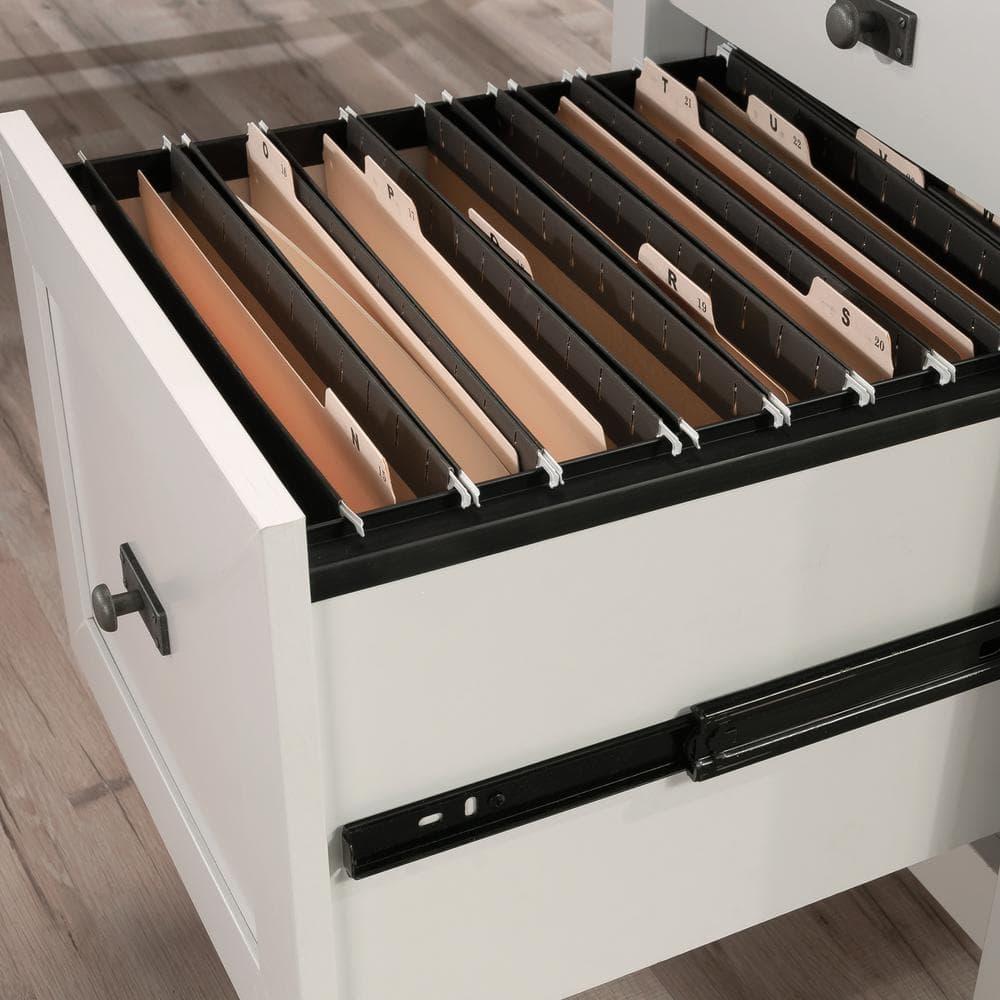 Sauder Cottage Road Engineered Wood L-Shaped Desk in White Finish
