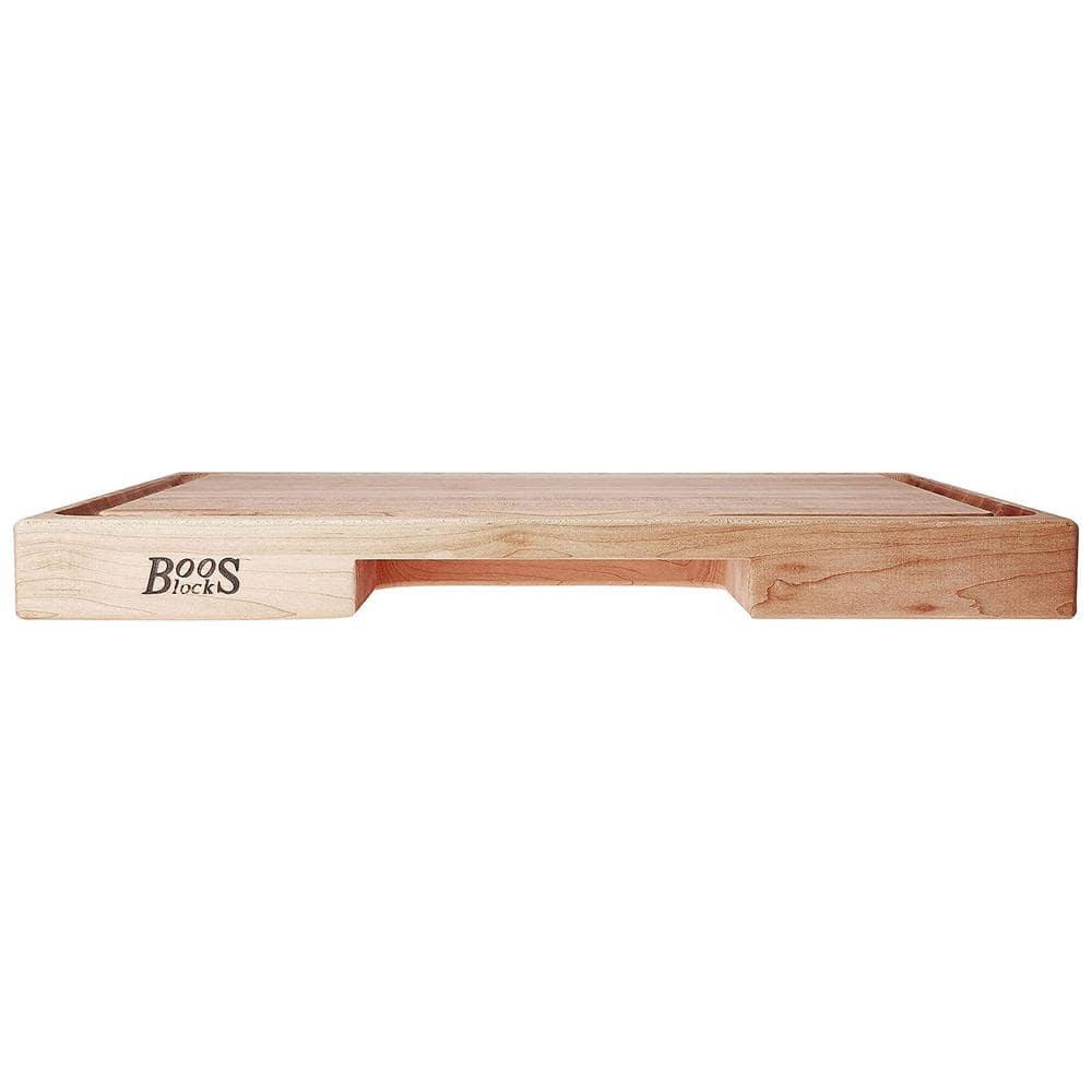 John Boos Boos Block Newton Prep Master Reversible Wood Cutting Board with Juice Groove and Pan, 2.25-Inch Thickness, 24" x 18" x 2 1/4", Maple