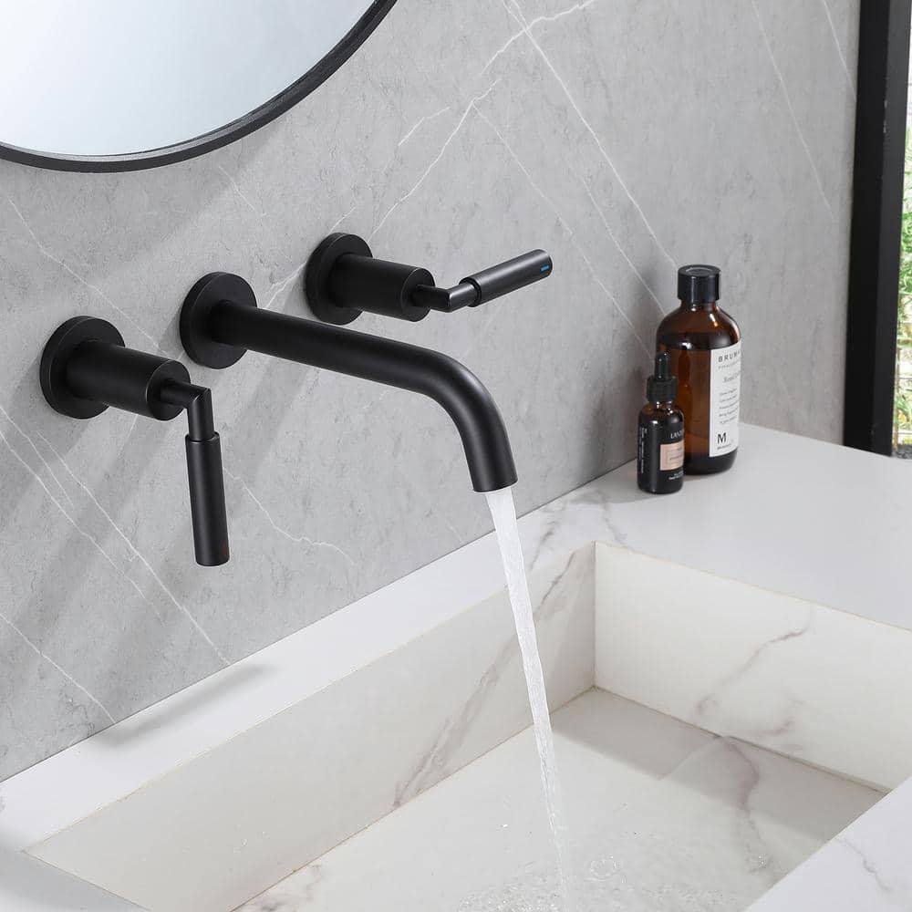 10.08" Widespread Bathroom Faucet 3 Hole, 2-handle Bathroom Sink Faucet with Drain Assembly