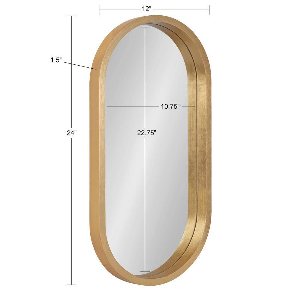 12" x 24" Travis Oval Wall Mirror Gold - Kate & Laurel All Things Decor: Modern MDF Frame, No Assembly Required