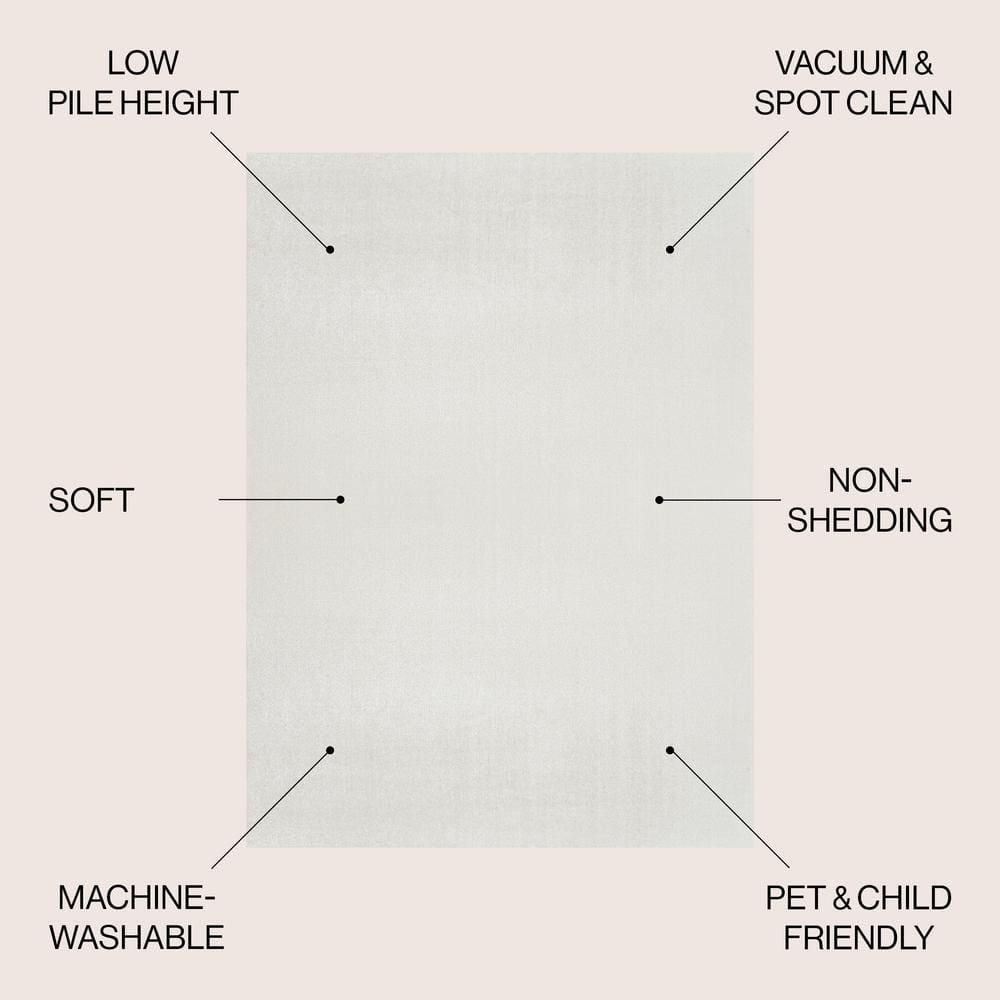 JONATHAN Y Twyla Classic Solid Low-Pile Machine-Washable Cream 4 ft. x 6 ft. Area Rug