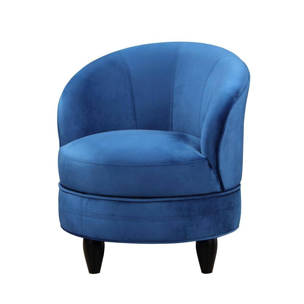Sophia Velvet Swivel Accent Chair Blue - Steve Silver Co.: Transitional, Armless, 360° Base