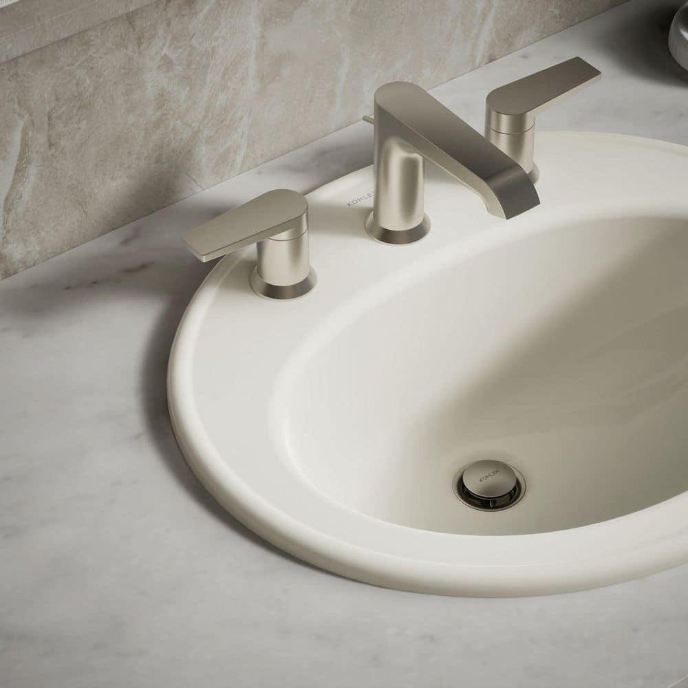Pennington Ceramic Oval Drop-In Bathroom Sink with Overflow