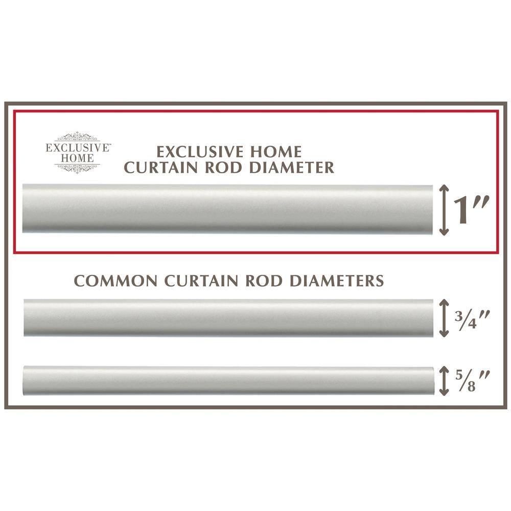 Exclusive Home 66"-120" Duke Curtain Rod - Matte Silver: Iron, Single Rod, 25lb Capacity, Rounded Cap Finial