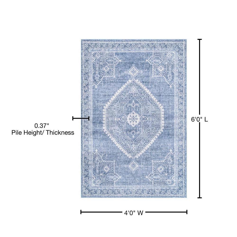 Nuloom Isla Medallion 4x6 Indoor Area Rug for Living Room Bedroom Dining Room Kitchen, Blue/Ivory