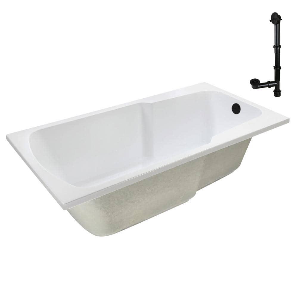 60'' x 32'' Acrylic Soaking Drop-In Bathtub, Drain Included