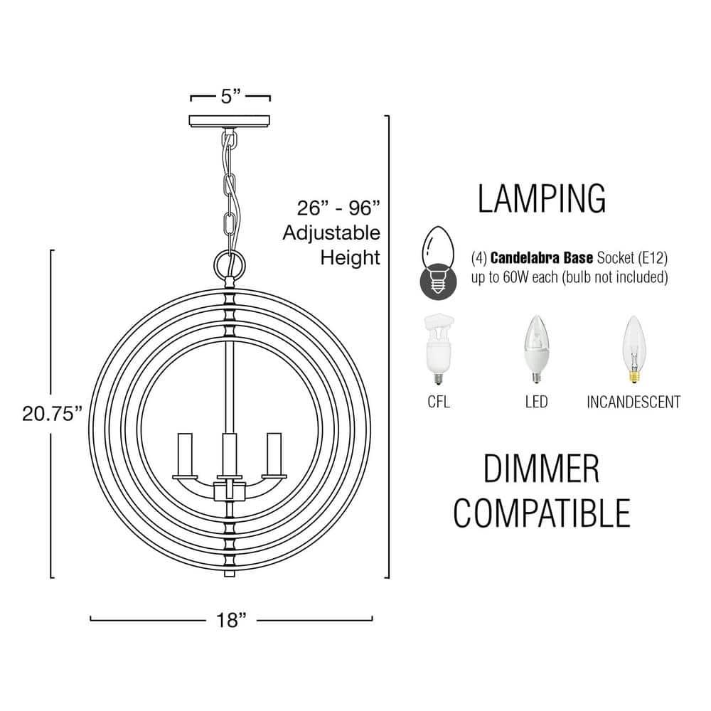 Kira Home Orbits 21" Farmhouse Orb/Globe Pendant Chandelier, Pivoting Interlocking Rings, Adjustable Height, Hand