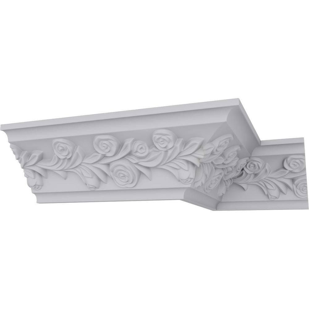 Ekena Millwork 3 7/8"H x 3 7/8"P x 5 1/2"F x 94 1/2"L, (1/2" Repeat) Rose Crown Moulding