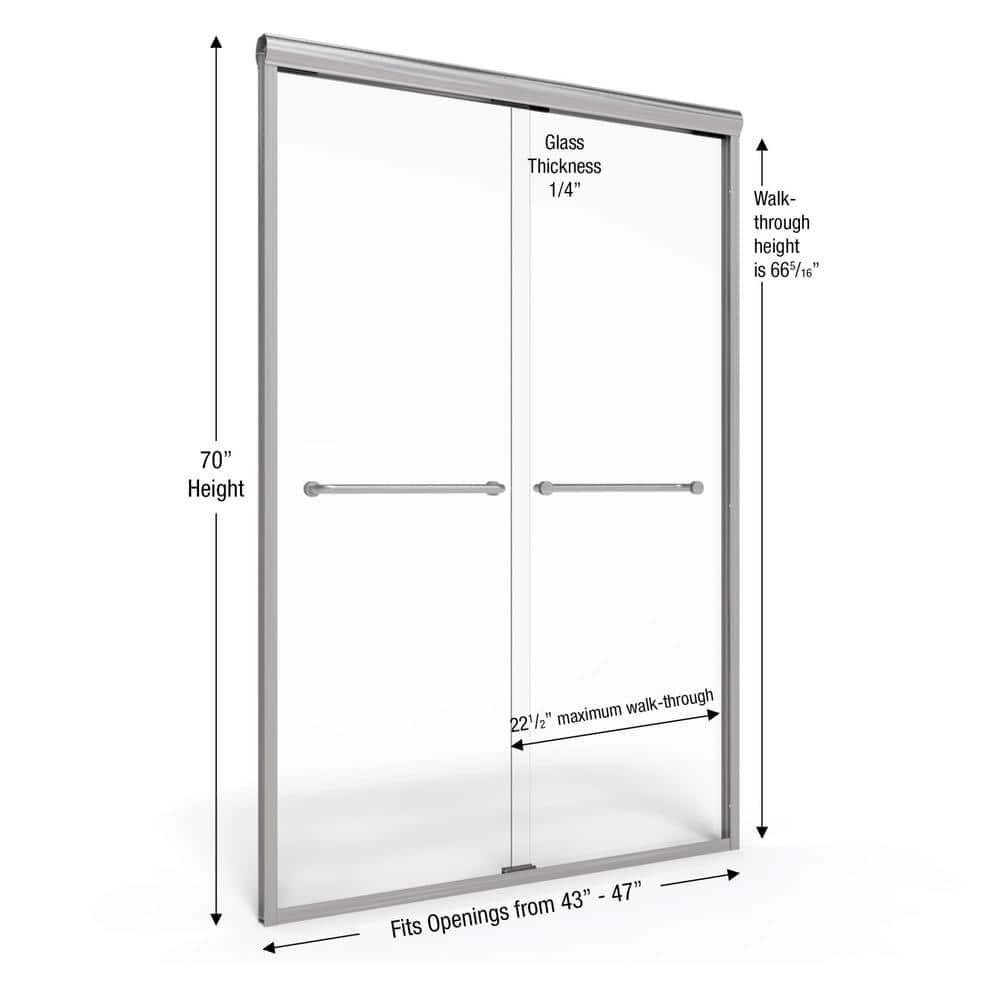 Infinity 43" W x 47'' W x 70" H Semi-Frameless Shower Door