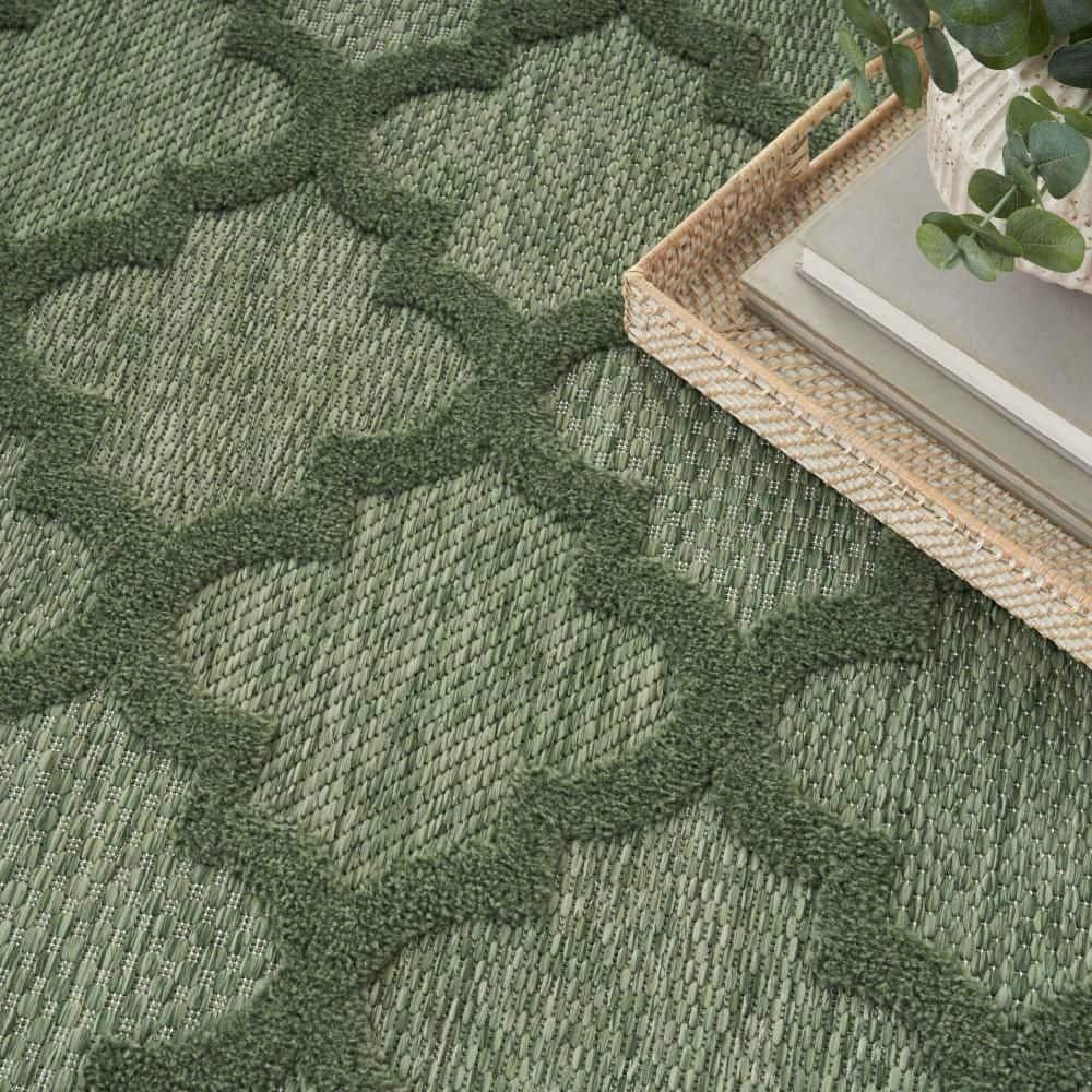 Green Trellis 6' x 9' Synthetic Flat Woven Area Rug