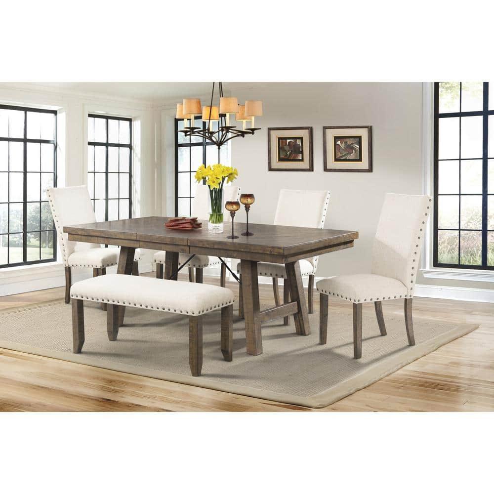 Dex 6pc Extendable Dining Table Set: Smokey Finish, Turnbuckle Detail - Picket House Furnishings