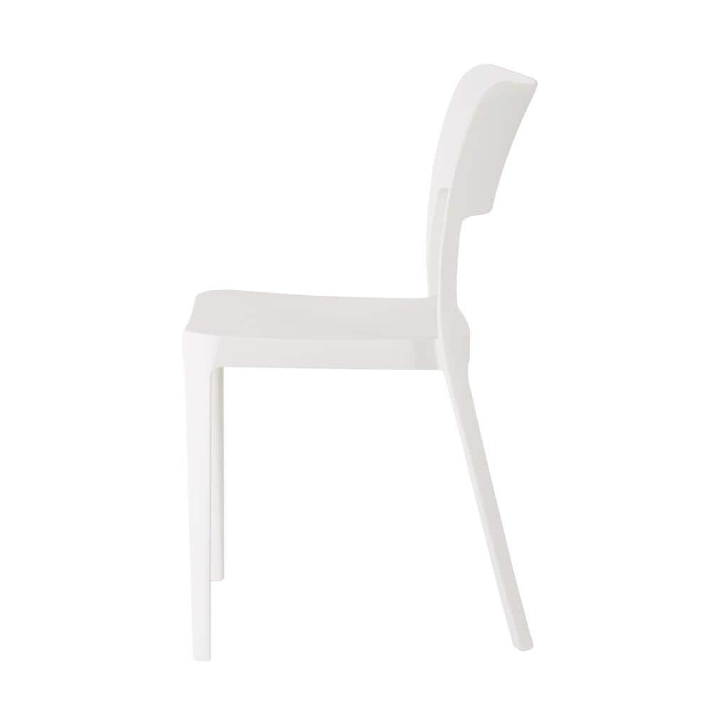 2pk La Vie Stackable Patio Armless Chairs White - Lagoon: Resin Outdoor Furniture, Mold & UV Resistant