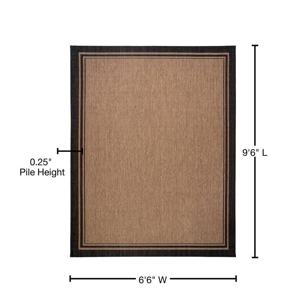 Gertmenian Paseo Soroa Chestnut Brown/Black Classic Border Indoor/Outdoor Flatweave Area Rug