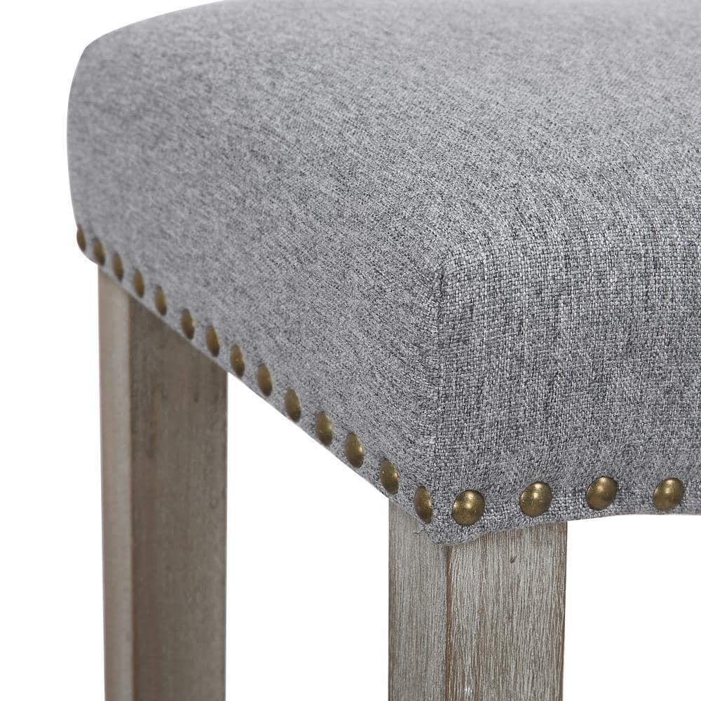 Polytrends Jameson Upholstered Polyester 24" Counter Stool - Gray Legs/ Saddle Seat Antique Gray/Gray Wood Polyester Fabric 250lbs