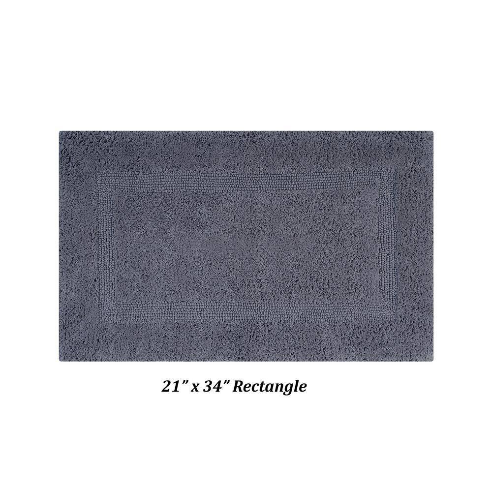 Better Trends Lux 100% Cotton Tufted Solid Reversible Bath Rug Set 3 PC (20" x 20" | 21" x 34" | 20" x 60") - Gray