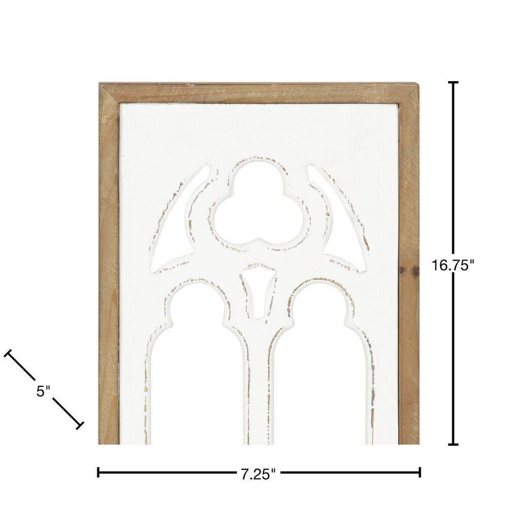 Kate and Laurel Mirabela Rectangle Wood Wall Sconce, 2 Piece, Rustic Brown and White