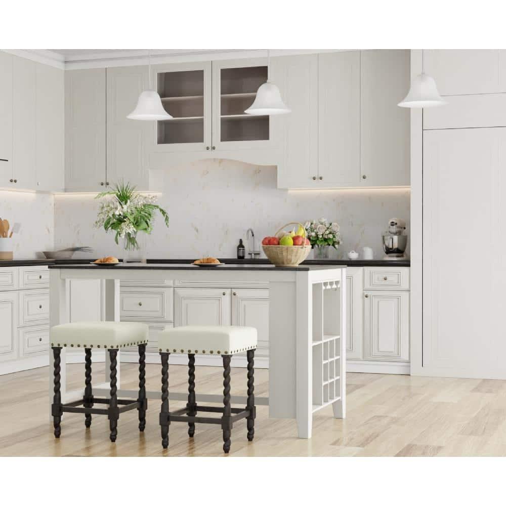 Carolina Living Remick 24" Counter Stool - Espresso - Linen Upholstery