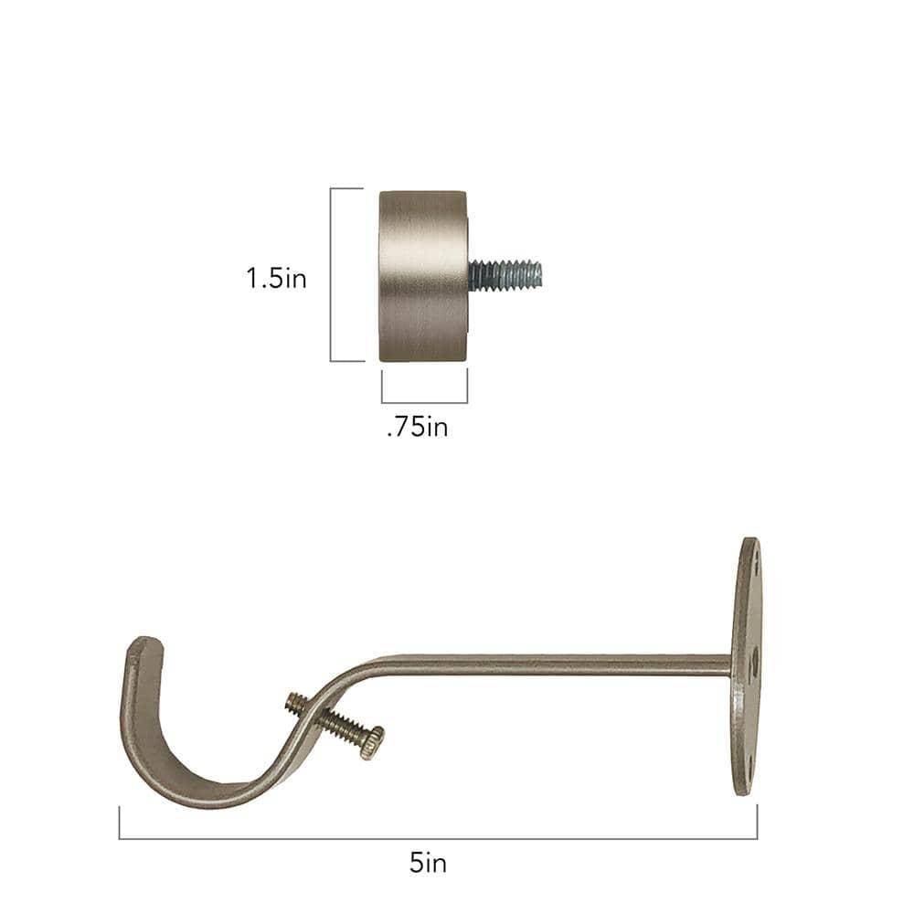 Serena 1" Window Drapery Single Curtain Rod with Contemporary Cap Finial - 48" - Pewter - Elrene Home Fashions