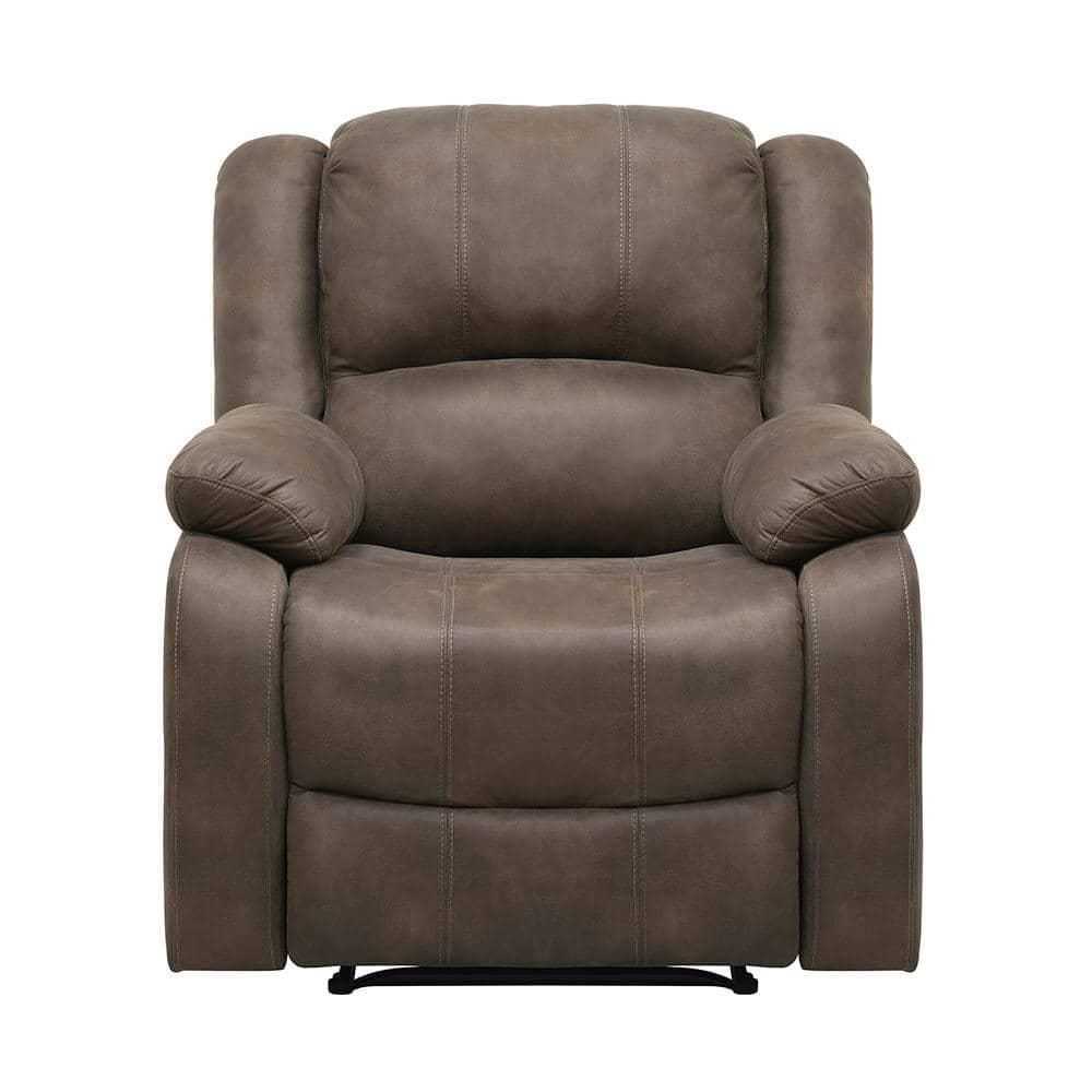Lexicon Fairview Polished Microfiber Upholstered Manual Recliner in Brown