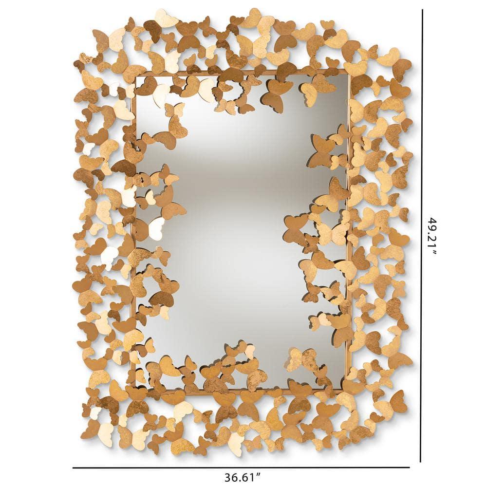 Baxton Studio Antique Gold Finished Butterfly Accent Wall Mirror