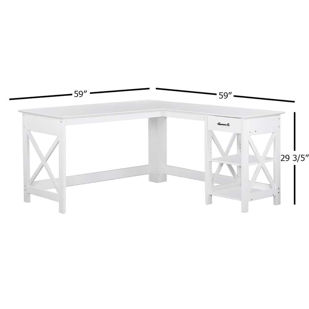 Saint Birch L-Desk, White