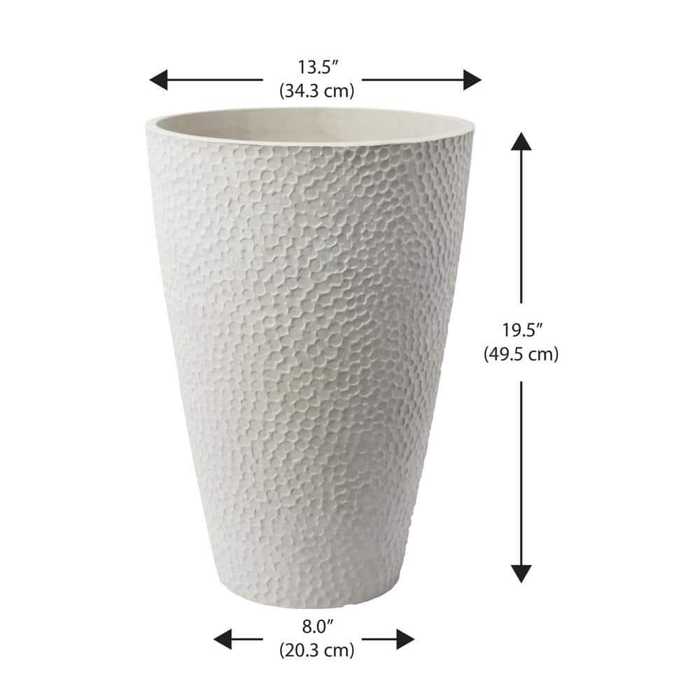 Algreen Valencia Planter, Hammered Texture Planter, 15-In. by 20-In. Height, Weathered White