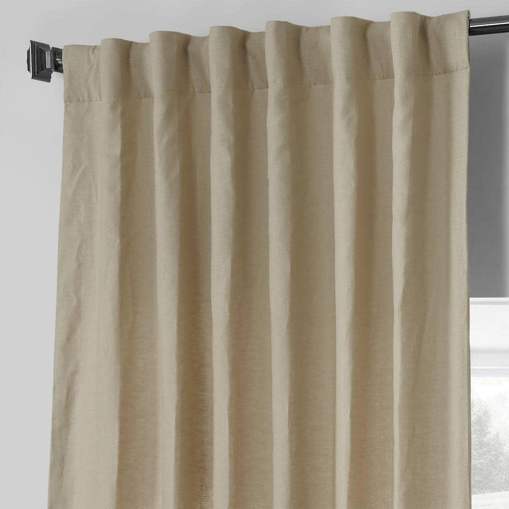 HPD HALF PRICE DRAPES French Linen Curtains 120 Inches Long Room Darkening Curtains for Bedroom & Living Room 50 X 120, (1 Panel), Walnut Beige