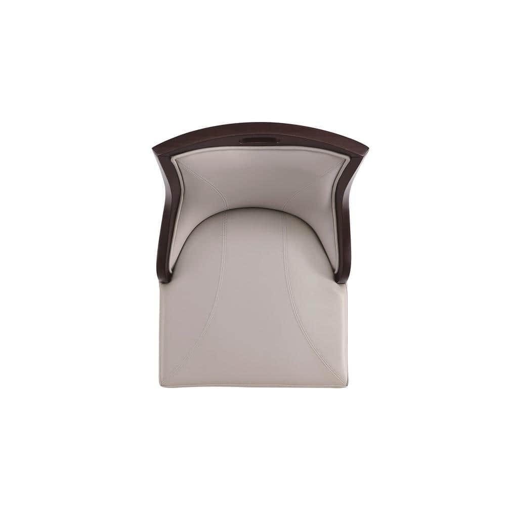 Manhattan Comfort Set of 3 Emperor Upholstered Beech Wood Faux Leather Barstools Light Gray: Semi-Gloss Finish, Foam Padded