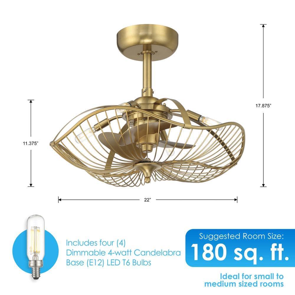 22" Akoni 3 - Blade Ceiling Fan with Light Kit Included