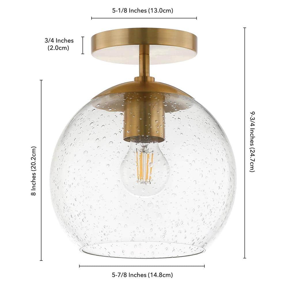 Evelyn&Zoe Retro Semi Flush Mount Ceiling Light with Seeded Glass