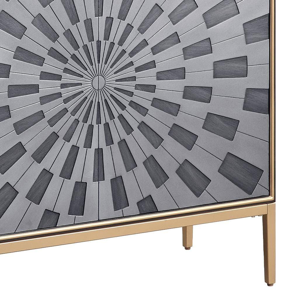 39" Quilla Accent Table Black, Gray and Brass Finish - Acme Furniture