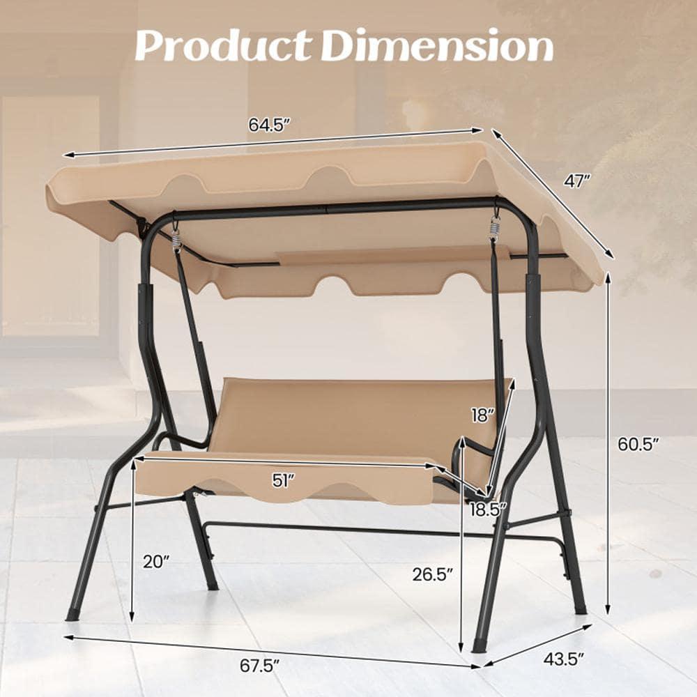 Arlmont & Co. Arlmont & Co. Patio 3 Seats Canopy Swing Glider Hammock Steel Frame Cushioned Backyard