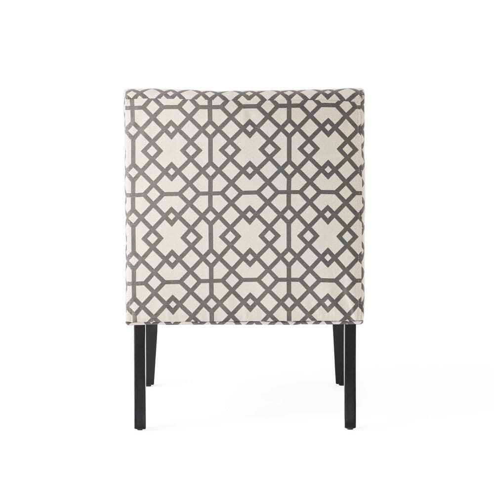 Kassi Accent Chair Gray Geometric Patterned - Christopher Knight Home: Polyester Upholstery, Rubberwood Frame