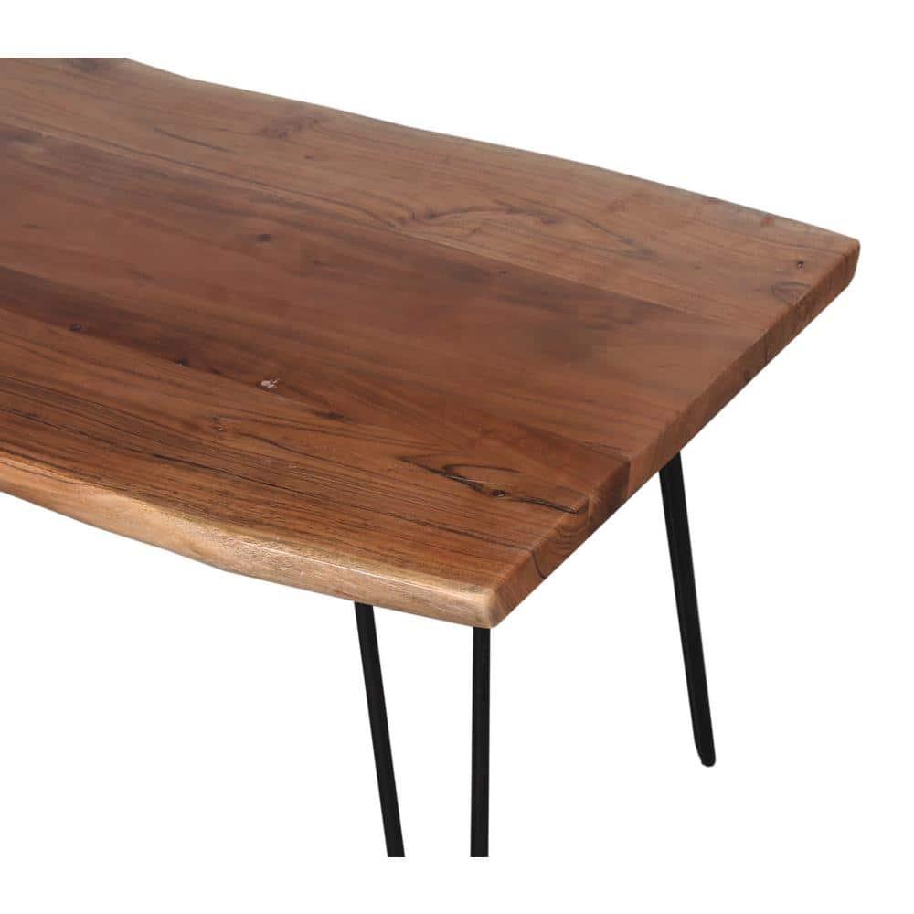 Alaterre Furniture 48" Hairpin Natural Brown Live Edge Large Coffee Table: Acacia Wood, Nylon Floor Protectors