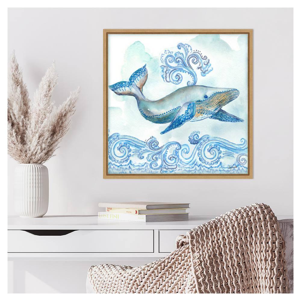 Amanti Art 22"x22" Boho Shells II Whale by Tre Sorelle Studios Framed Canvas Wall Art Print