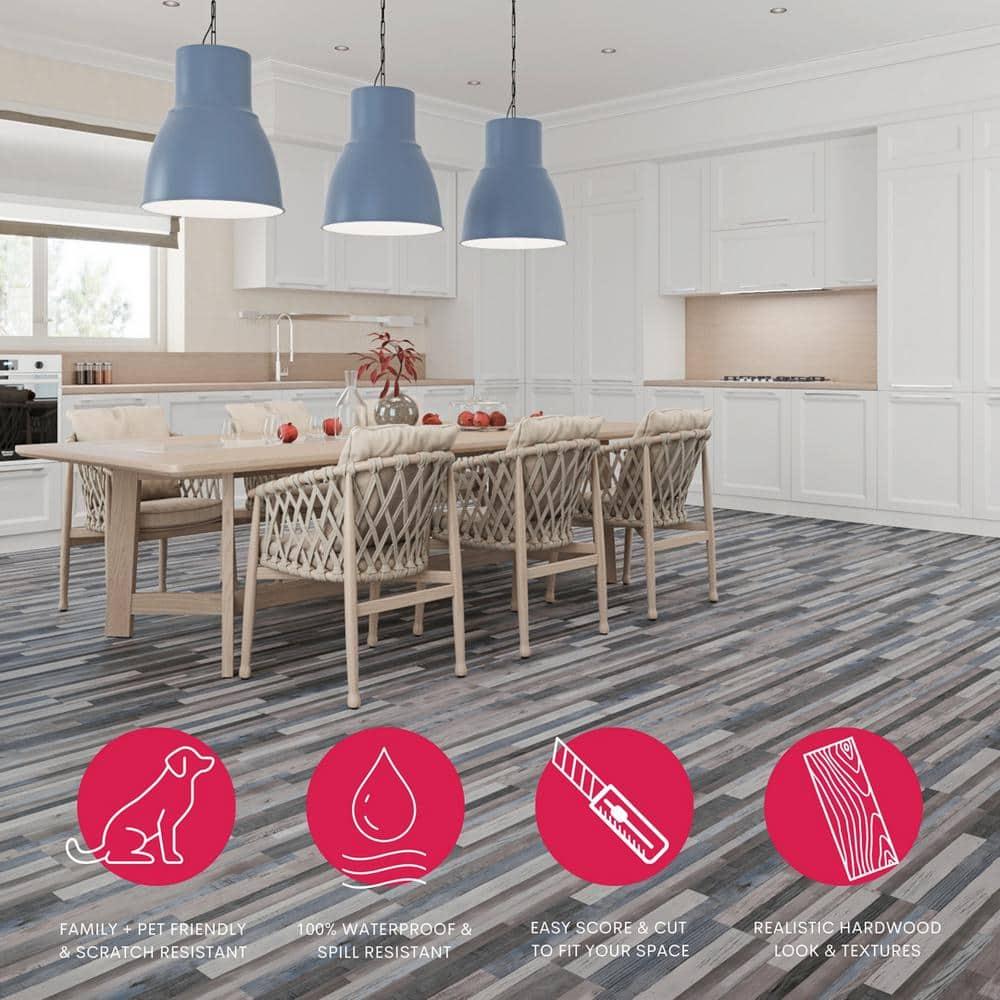 BaseCore 12mil x 6" W x 36" L Peel and Stick Luxury Vinyl Plank Flooring