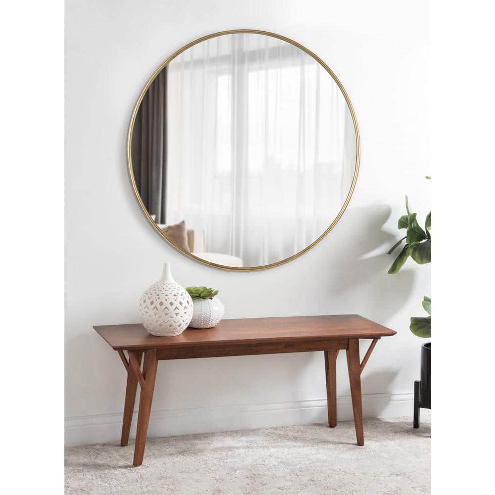 36" x 36" Caskill Round Framed Decorative Wall Mirror Gold - Kate & Laurel All Things Decor