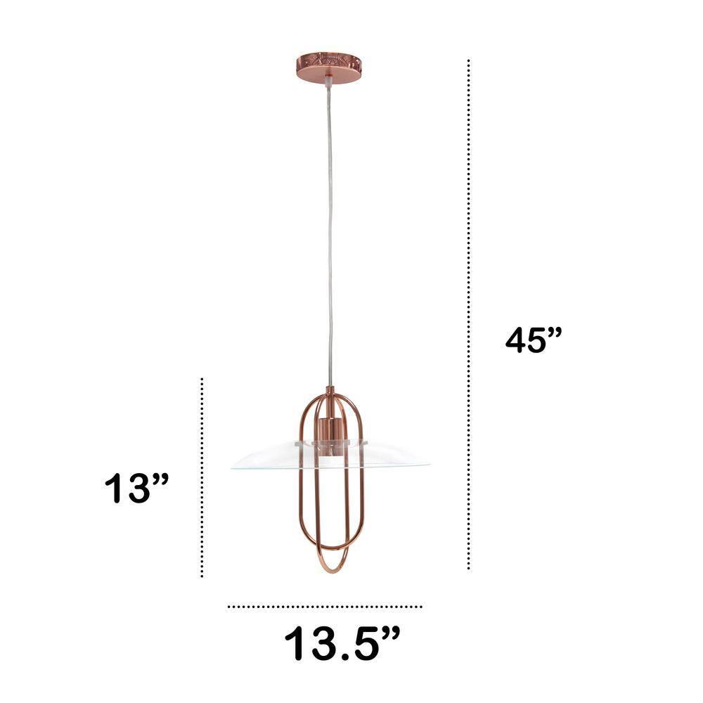 Lalia Home Iron 1 Light Elongated Pendant in Rose Gold