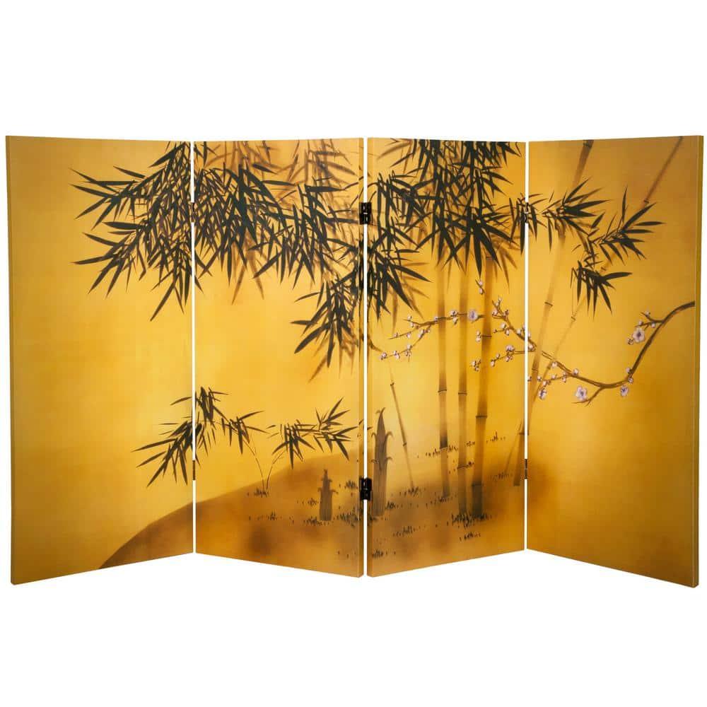 Oriental Furniture 3 ft. Tall Bamboo Tree Canvas Room Divider - 4 Panel