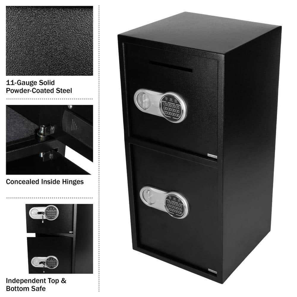 Black Steel Dual Compartment Electronic Safe Deposit Box